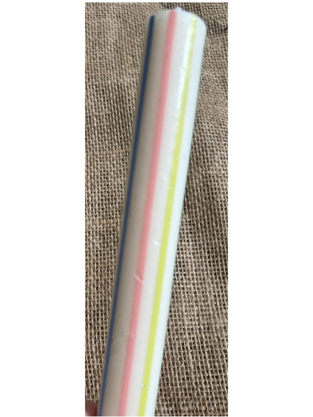 Set Of Two Pastel Striped Wax Taper Candles Cute Twee Retro Playful Colorful Fun
